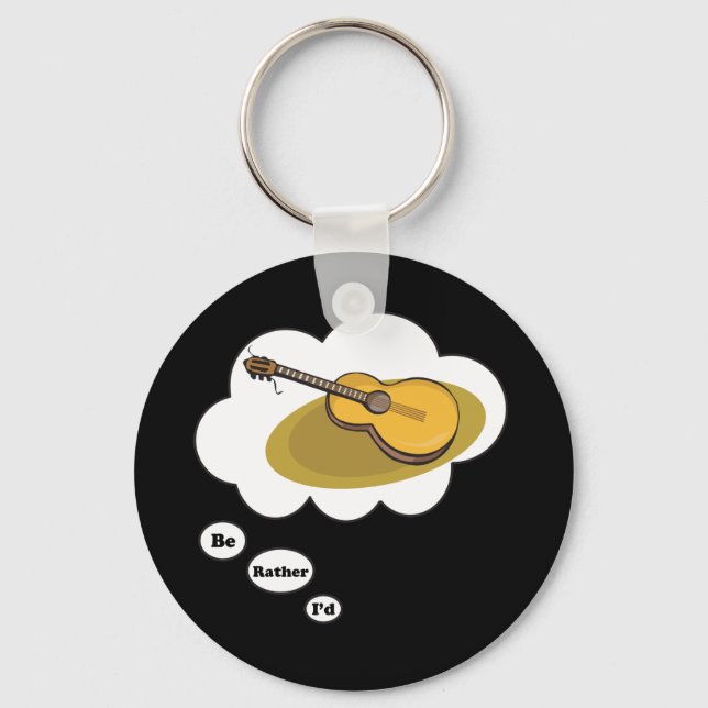 i'd rather be playing Acoustic Guitar 2 Key Ring (Front)