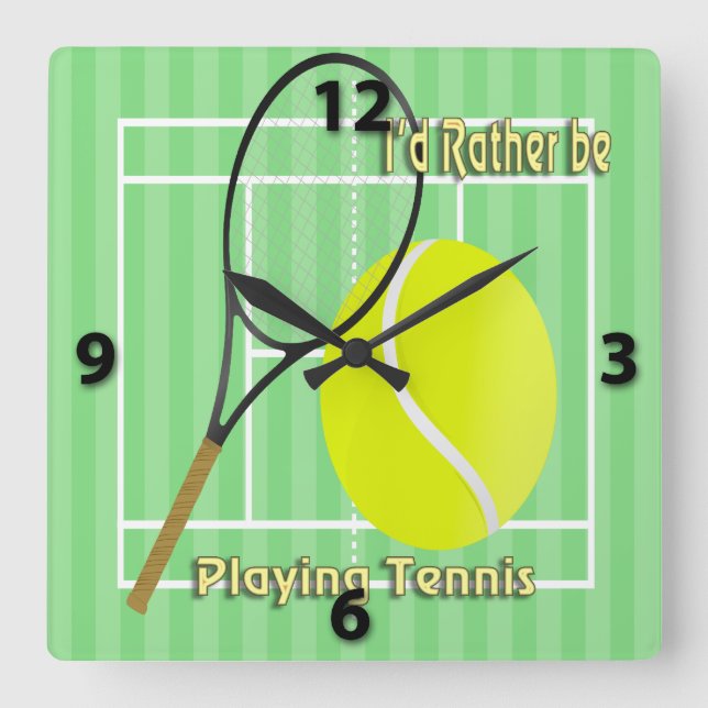 I'd Rather Be Playing Tennis Wall Clock (Front)