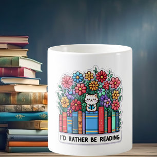 I'd Rather Be Reading Cat Coffee Mug
