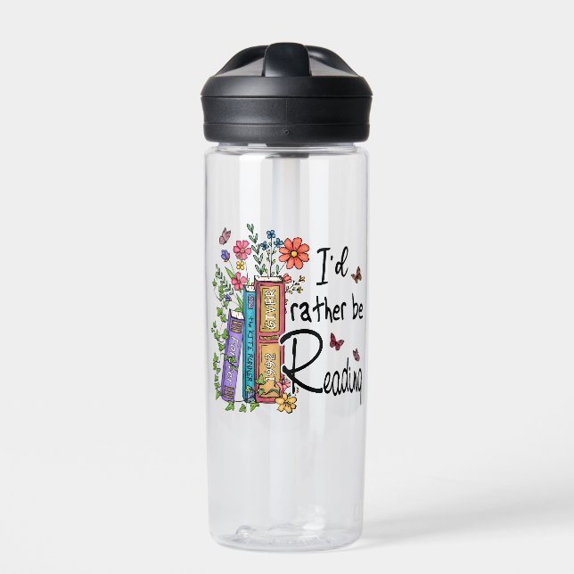 I'd Rather Be Reading Water Bottle (Front)