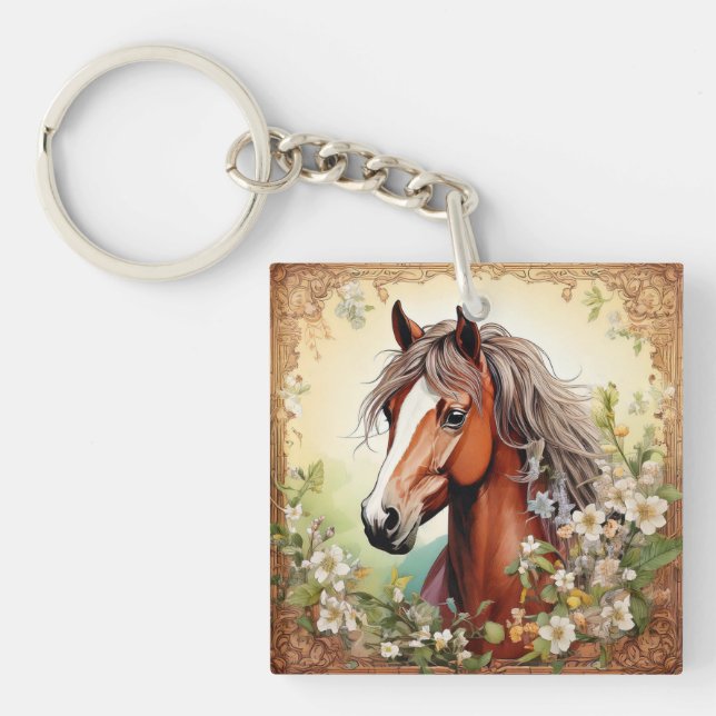 I'd Rather Be Riding Horse Key Ring (Front)