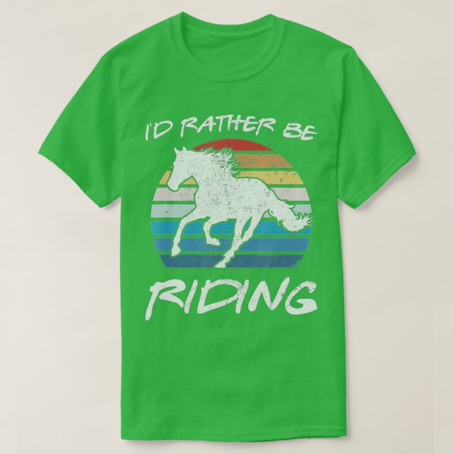 ID RATHER BE RIDING Horse Lover Equestrian Rider V T-Shirt (Design Front)