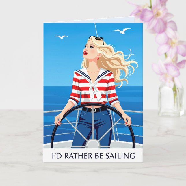 I'd Rather Be Sailing Card (Orchid)