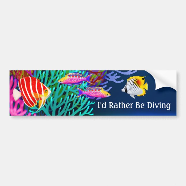 Id Rather Be Scuba Diving Bumper Sticker (Front)