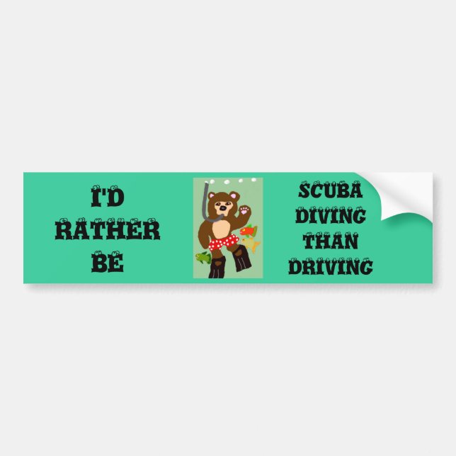 I'd Rather Be Scuba Diving Than Driving Bumper Sticker (Front)
