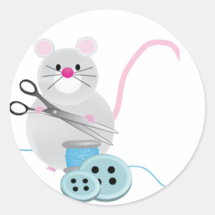 I'd rather be sewing! - mouse classic round sticker