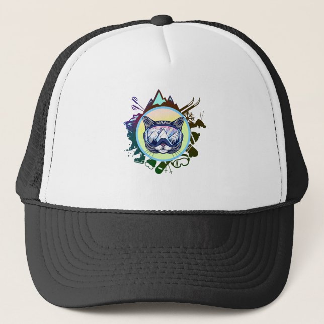 Id Rather Be Skiing - Cat Ski Glasses Trucker Hat (Front)