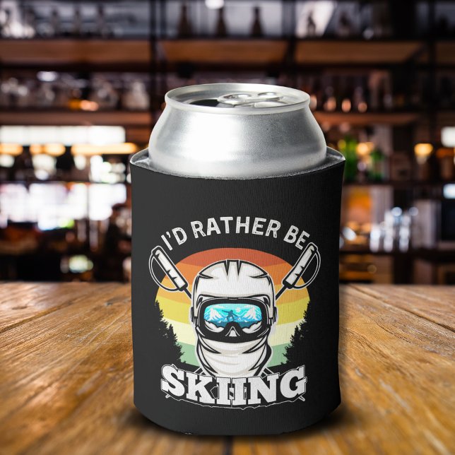 I'd rather be Skiing, Funny skier Gift Can Cooler (Creator Uploaded)
