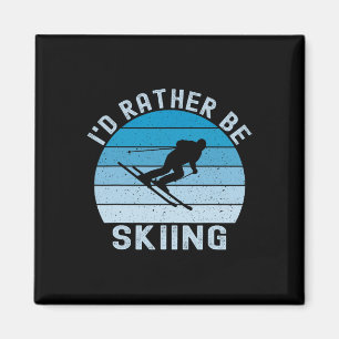 I'd Rather Be Skiing Retro Vintage Skier Ski Men D Magnet