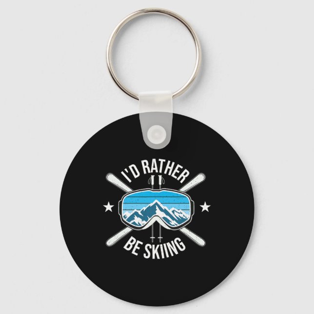 I'd Rather Be Skiing - Ski Winter Sports Freestyle Key Ring (Front)