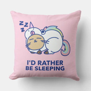 I'd Rather Be Sleeping Caticorn Cushion
