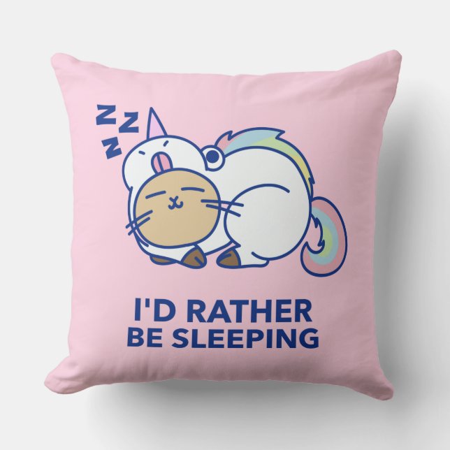 I'd Rather Be Sleeping Caticorn Cushion (Front)