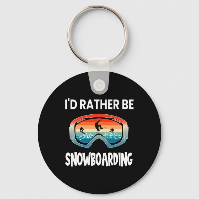 I'd Rather Be Snowboarding Retro Sunset Goggles Sn Key Ring (Front)