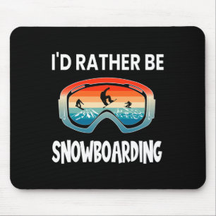 I'd Rather Be Snowboarding Retro Sunset Goggles Sn Mouse Pad