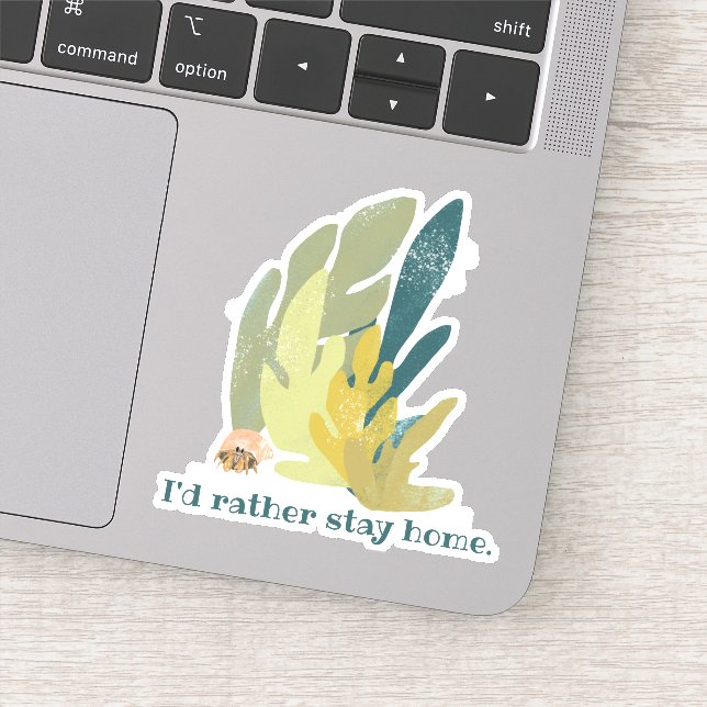 I'd rather stay home Hermit Crab and Seaweed Cute (Detail)