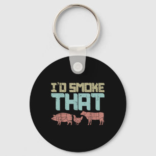Id Smoke Pork Chicken Beef Funny Bbq Barbecue Gril Key Ring