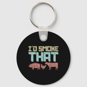Id Smoke Pork Chicken Beef Funny Bbq Barbecue Gril Key Ring