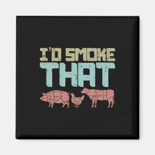 Id Smoke Pork Chicken Beef Funny Bbq Barbecue Gril Magnet
