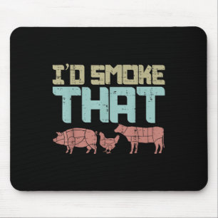 Id Smoke Pork Chicken Beef Funny Bbq Barbecue Gril Mouse Pad