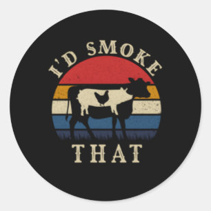 I'D Smoke T Bbq Meat Smoker Pitmaster Classic Round Sticker