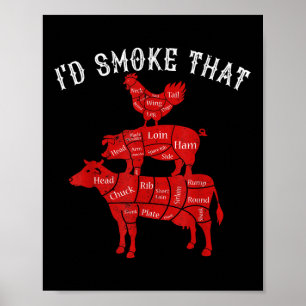 Id Smoke That Barbecue Grilling Bbq Smoker Gift Fo Poster