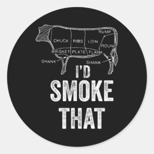 Id Smoke That Bbq Grill Barbecue Cooking Outdoor G Classic Round Sticker