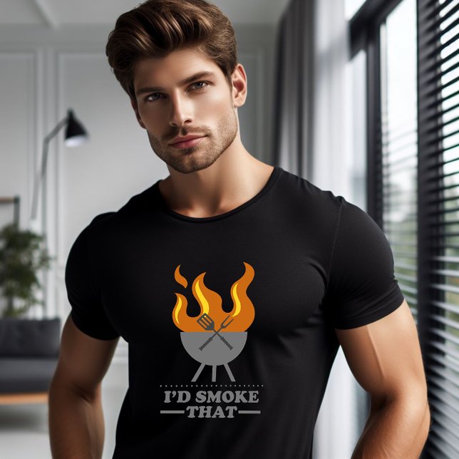 I'd Smoke That BBQ Grill Tools Typography T-Shirt (Creator Uploaded)