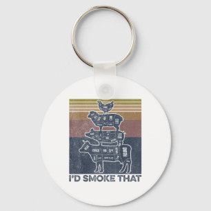 Id Smoke That Beef Pork Chicken Butcher Cut Funny  Key Ring