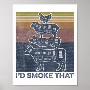 Id Smoke That Beef Pork Chicken Butcher Cut Funny  Poster