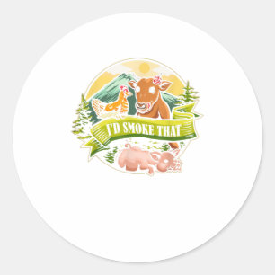 Id Smoke That Chicken Pig Cow Barbecue Grill Classic Round Sticker