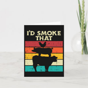 Id Smoke That Chicken Pork Beef Retro Meat Smoking Card