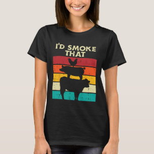 Id Smoke That Chicken Pork Beef Retro Meat Smoking T-Shirt