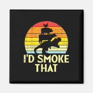 Id Smoke That Chicken Pork Beef Trex Retro Dinosau Magnet
