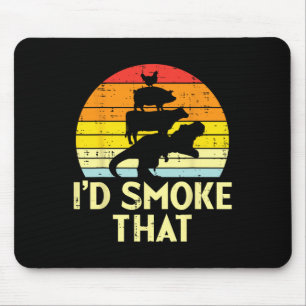 Id Smoke That Chicken Pork Beef Trex Retro Dinosau Mouse Pad