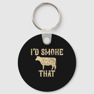 I'd Smoke That Cow Bbq Grilling Gift Key Ring