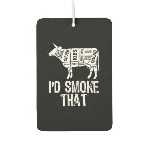 Id Smoke That Cow BBQ Smoking Grilling Barbecue Car Air Freshener