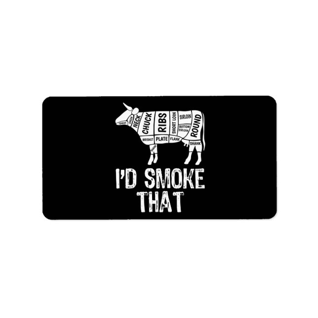 Id Smoke That Cow BBQ Smoking Grilling Barbecue Label (Front)