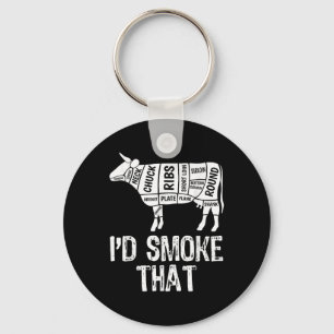 Id Smoke That Cow Bbq Smoking Grilling Barbecue Me Key Ring
