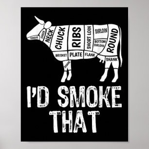 Id Smoke That Cow Bbq Smoking Grilling Barbecue Me Poster