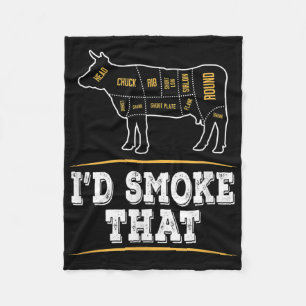 Id Smoke That Cow - Funny Bbq Lover Gift Fleece Blanket
