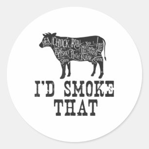 Id Smoke That Cow - Grillmasters Apparel For Bbq L Classic Round Sticker