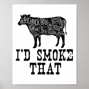 Id Smoke That Cow - Grillmasters Apparel For Bbq L Poster