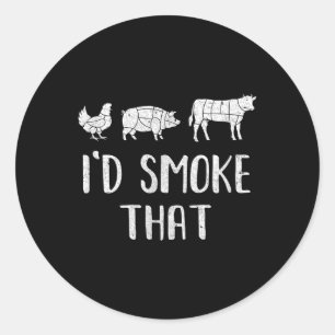 Id Smoke That Fun Bbq Barbecue Smoker Chef Classic Round Sticker