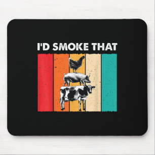 Id Smoke That Funny Bbq Barbeque Smoker Grilling C Mouse Pad