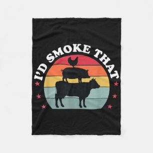 Id Smoke That Funny Bbq Grilling Meat Smoker Men G Fleece Blanket