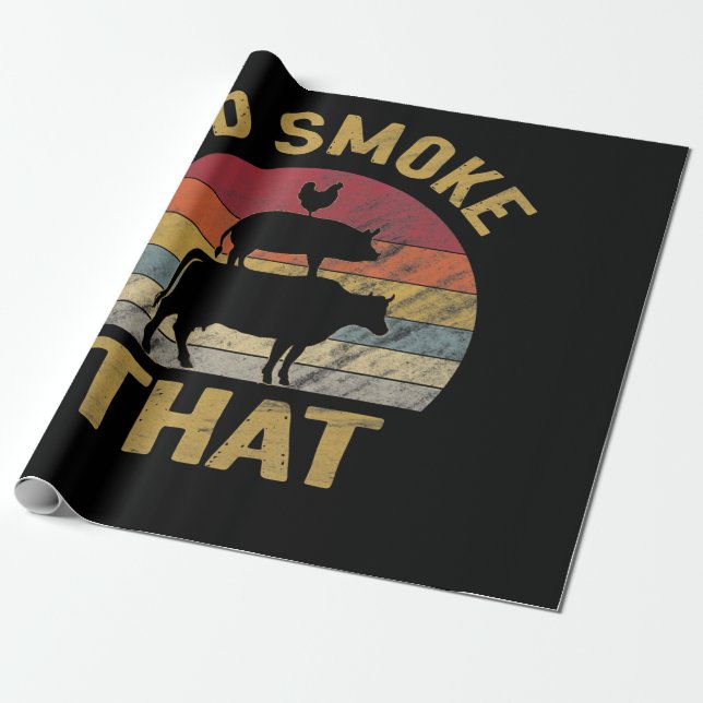 Id Smoke That Funny BBQ Meat Smoker Grill Gift Wrapping Paper (Unrolled)