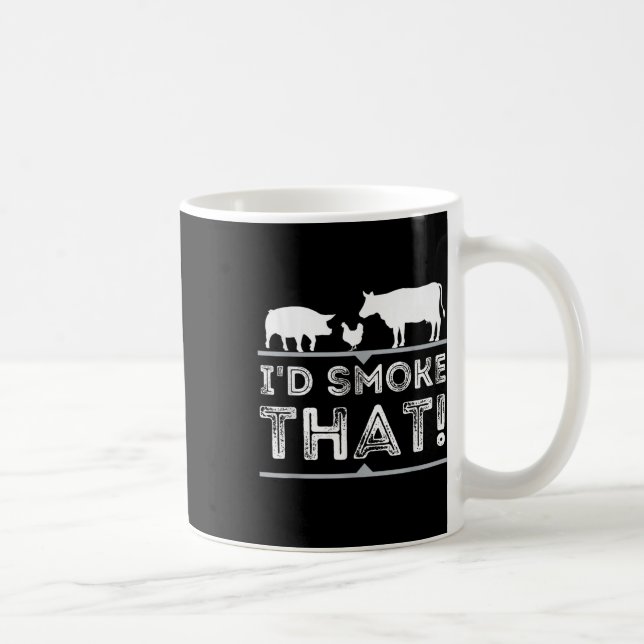 Id Smoke That Funny Bbq Smoker Barbecue Pitmaster  Coffee Mug (Right)