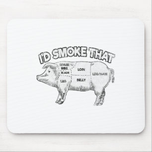 I'd Smoke That Funny Bbq Smoker Vintage Pig Meat L Mouse Pad