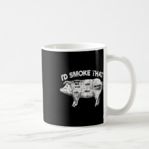 Id Smoke That Funny Bbq Smoker Vintage Pig Meat Lo Coffee Mug