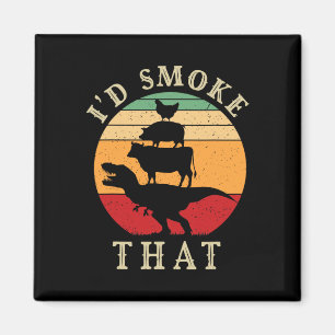 I'd Smoke That Funny Bbq Vintage Meat Smoker Grill Magnet